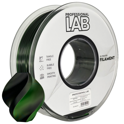 Silk PLA Dvojna Barva črna zelena filament 1.75mm – Professional Lab Sijajni Filament za 3D Tisk (1kg Kolut)