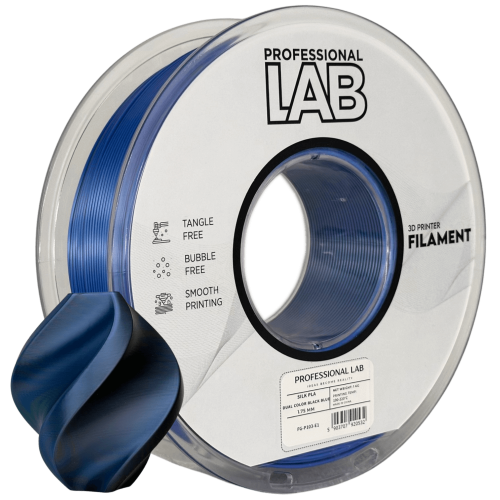 Silk PLA Dvojna Barva črna modra filament 1.75mm – Professional Lab Sijajni Filament za 3D Tisk (1kg Kolut)
