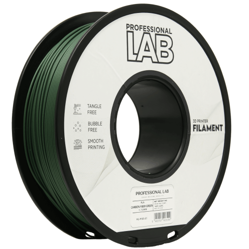 PLA Carbon Fiber Zelena 1,75 mm 1 kg kolut | Prof. Lab – Visoko trden 3D tiskalni filament s karbonskimi vlakni 