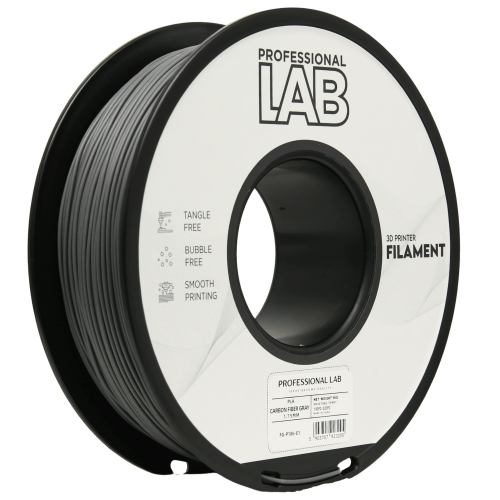 PLA Carbon Fiber Siva 1,75 mm 1 kg kolut | Prof. Lab – Visoko trden 3D tiskalni filament s karbonskimi vlakni 