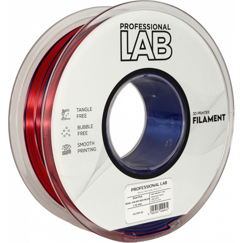 Silk PLA Dvojna Barva rdeča modra Filament 1.75mm – Professional Lab Sijajni Filament za 3D Tisk (1kg Kolut)