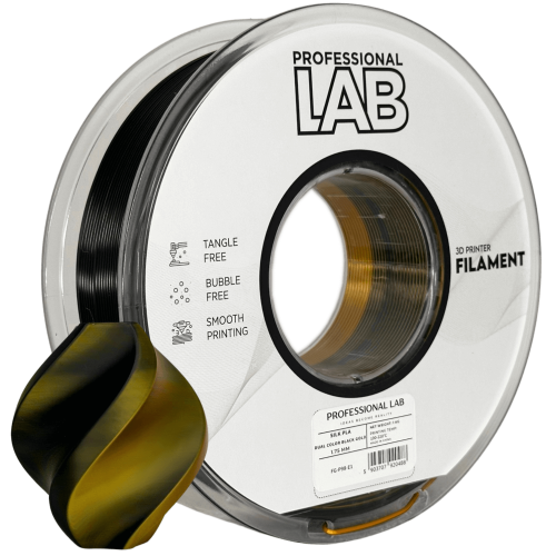 Silk PLA Dvojna Barva črna zlata Filament 1.75mm – Professional Lab Sijajni Filament za 3D Tisk (1kg Kolut)