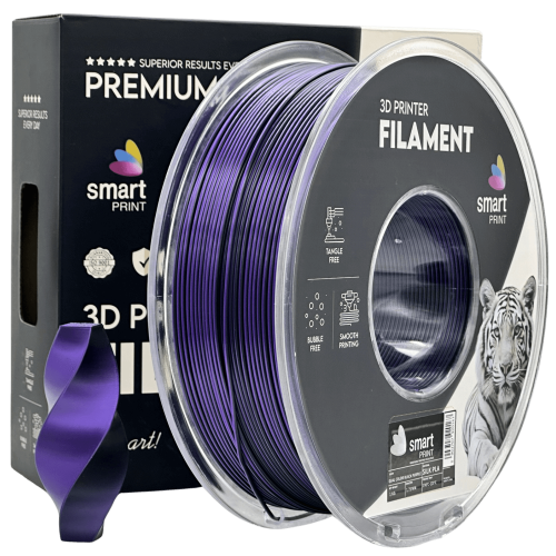 Silk PLA Dvojna Barva črna vijolična filament 1.75mm – Smart Print Sijajni Filament za 3D Tisk (1kg Kolut) Silk PLA Dvojna Barva črna vijolična filament 1.75mm – Smart Print Sijajni Filament za 3D Tisk (1kg Kolut)