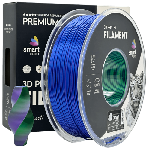 Silk PLA Trojna Barva modra zelena vijolična filament 1.75mm – Smart Print Sijajni Filament za 3D Tisk (1kg Kolut)