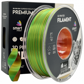 Silk PLA Trojna Barva rdeča rumena zelena filament 1.75mm – Smart Print Sijajni Filament za 3D Tisk (1kg Kolut)