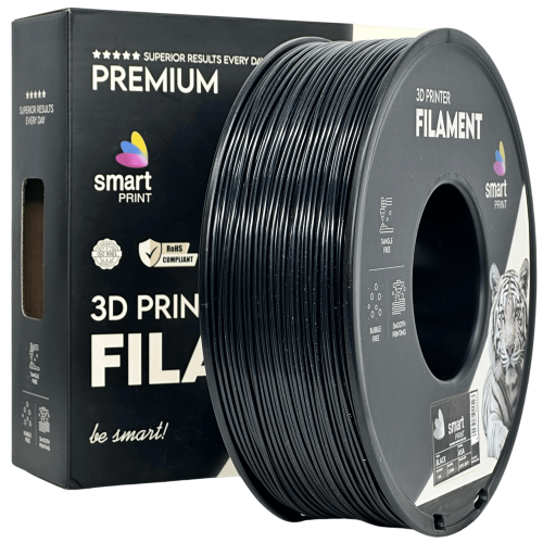 ASA črna filament za 3D tiskalnik 1,75 mm – Smart Print, 1 kg kolut, UV obstojen, mat videz