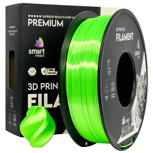 Silk PLA zelena Filament 1.75mm – Smart Print Sijajni Filament za 3D Tisk (1kg Kolut)